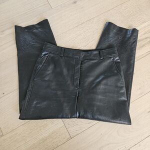 Babaton Midnight Black Faux Leather Cropped Pants